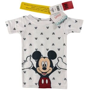 Disney Baby Mickey Mouse Graphic Tee 9M Gray White NWT Short Sleeve Shirt